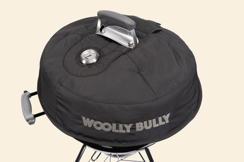 Top quarter view of the Woolly Bully installed on a Weber Kettle